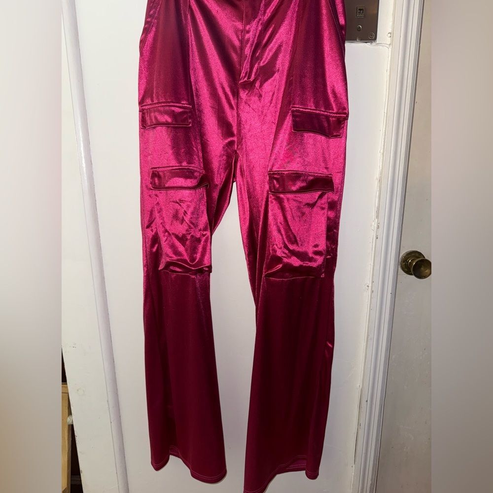 Satin Joggers in Vibrant Pink - Picture 1 of 5